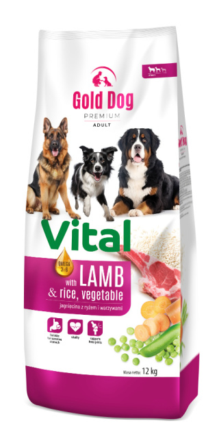 Gold Dog Premium Vital Lamb & Rice 12kg Medium end Large Breeds