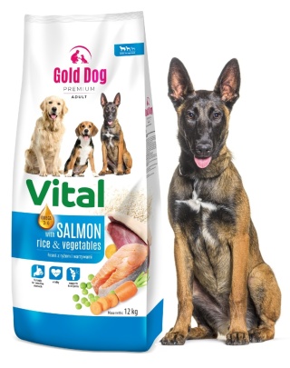 Karma dla psa Gold Dog Premium Vital Salmon & Rice 12kg Medium end Large Breeds