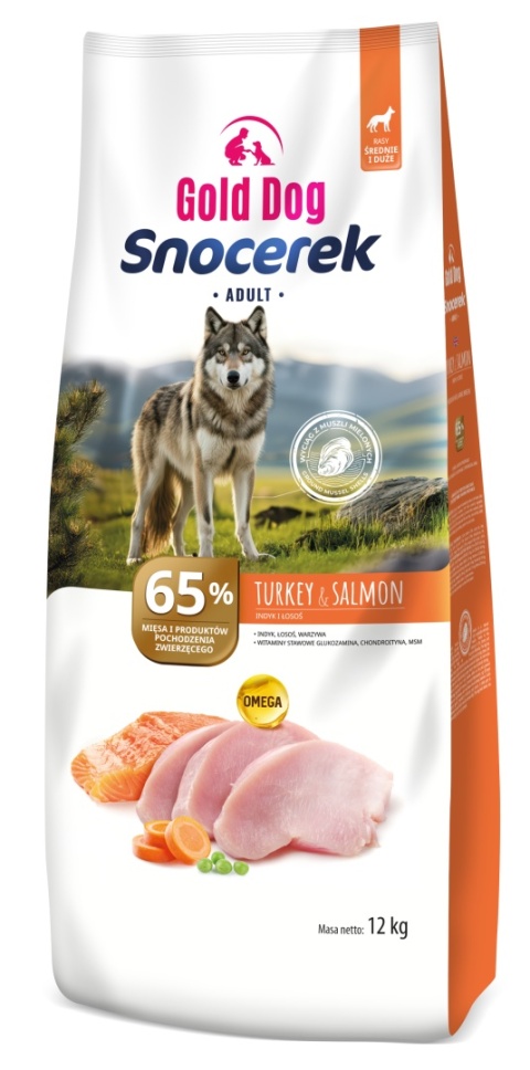 Karma dla psa Gold Dog Snocerek Gold Dog Snocerek Turkey & Salmon 12kg Medium end Large Breeds Indyk , Łosoś bez kurczaka