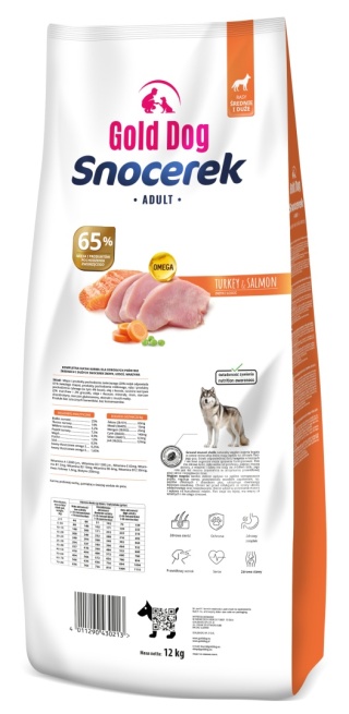 Karma dla psa Gold Dog Snocerek Gold Dog Snocerek Turkey & Salmon 12kg Medium end Large Breeds Indyk , Łosoś bez kurczaka