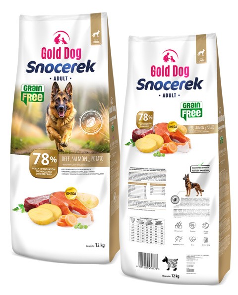 Gold Dog Snocerek Grain Free Beef ,Salmon & Potato 12kg dla Owczarka