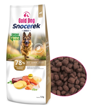 Gold Dog Snocerek Grain Free Bezzbożowa Beef ,Salmon & Potato 12kg dla Labradora