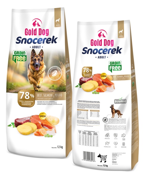 Gold Dog Snocerek Grain Free Bezzbożowa Beef ,Salmon & Potato 12kg dla Labradora