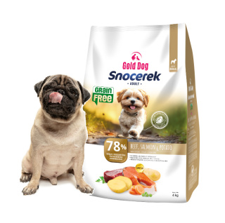Gold Dog Snocerek Grain Free dla Mopsa Beef ,Salmon & Potato 4kg Small Breeds