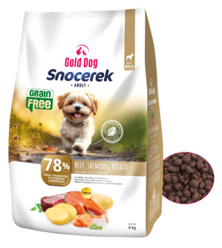 Gold Dog Snocerek Grain Free dla Yorka Beef ,Salmon & Potato 4kg Small Breeds