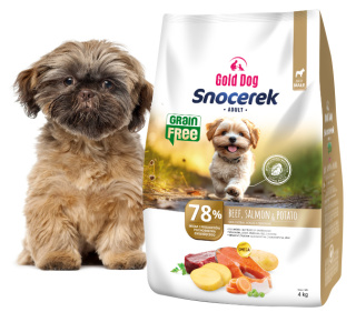 Gold Dog Snocerek Grain Free dla Bolończyka Beef ,Salmon & Potato 4kg Small Breeds