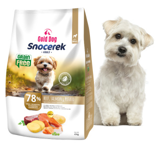 Gold Dog Snocerek Grain Free dla Maltańczyka Beef ,Salmon & Potato 4kg Small Breeds