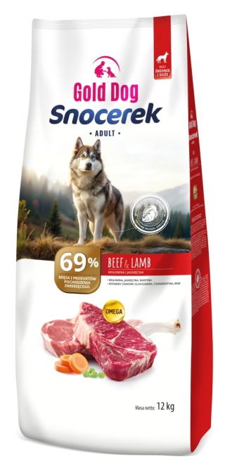 Karma dla psa Gold Dog Snocerek Sensitive Beef & Lamb 12kg Medium and Large Breeds Wołowina , Jagnięcina bez kurczaka