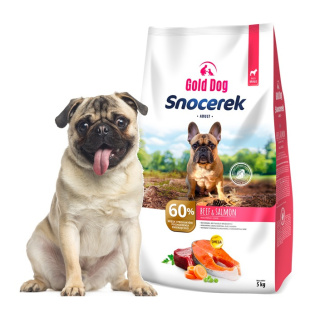 Karma dla Mopsa Gold Dog Snocerek Beef & Salmon 5kg wołowina bez drobiu