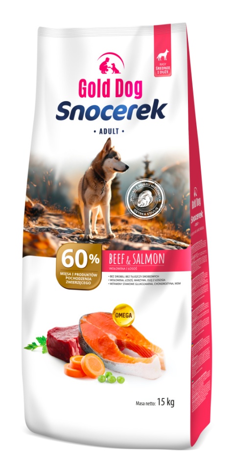 Karma dla psa Gold Dog Snocerek Beef & Salmon 15kg Medium end Large Breeds