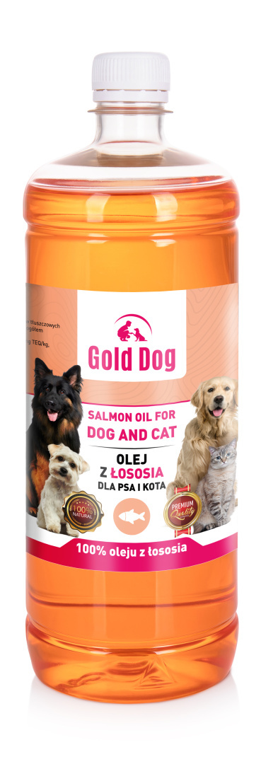 Olej z Łososia 1l dla psa i kota Gold Dog Olej z Łososia 1l dla psa i kota Gold Dog