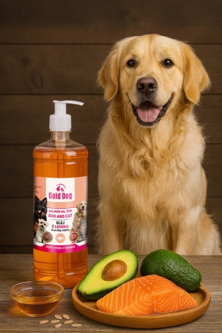 Olej z Łososia 1l dla psa i kota Gold Dog