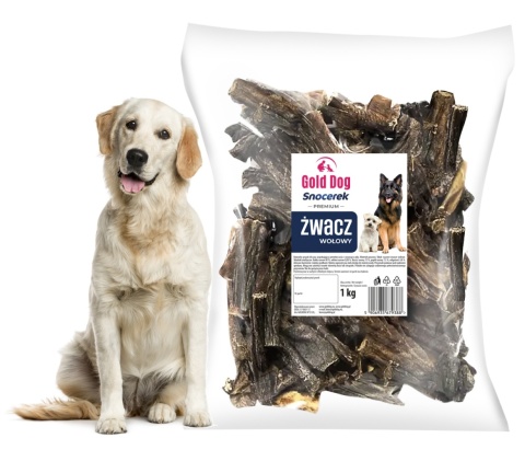 Żwacze Wołowe 1kg Gold Dog Premium