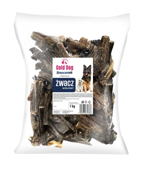 Żwacze Wołowe 1kg Gold Dog Premium